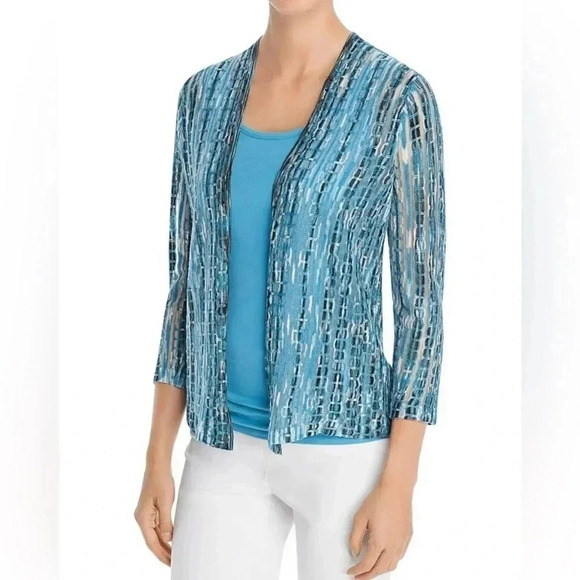 Nic & Zoe Women’s Melody Open Cropped Cardigan Sweater Linen Nylon Viscose S NWT - Picture 3 of 11